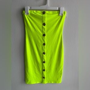 Women’s Neon Yellow Button-Down Mini TubTop Dress Size Small